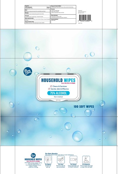 Lable Image (Pure Care Alcohol Wipes 100 Pcs 75vv)